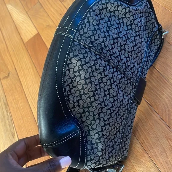 Coach soho mini Black and Gray Textured Shoulder Bag with Metallic Accents - Picture 3 of 6